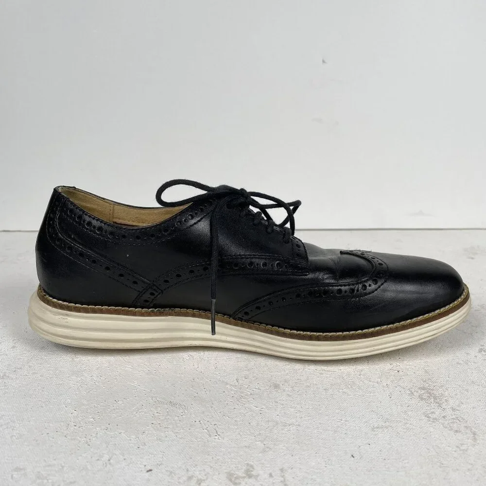 Cole Haan Grand OS Oxfords Mens‎ 8.5 Black Leather Wingtips Formal